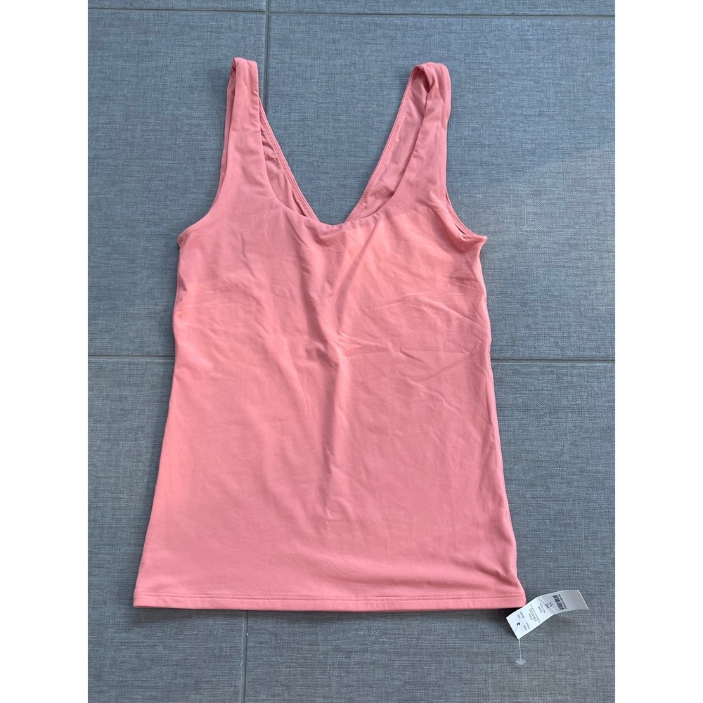 WHITE HOUSE BLACK MARKET Forme Dual Neck Tank Top XS Peach NEW Minimalist Casual